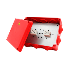 Коробка распределительная огнестойкая КРОПС-П6, IP55, габаритные размеры 240х195х90 мм, для кабелей сечением до 4 мм2, 12 клемм КМ-Профиль (FRJB-KM-P6-4-12-КРОПС-IP55)
